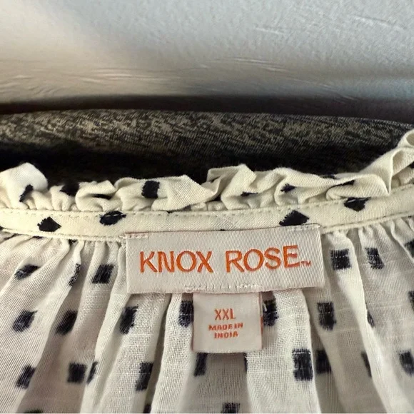 Knox Rose Black White V-Neck Embroidered Long Sleeve Tie Detail Dress‎ Milkmaid - Picture 8 of 10